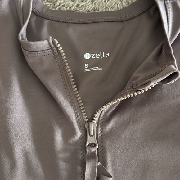 NWT Zella Brown Front Half Zip Bodysuit small - Picture 3 of 4